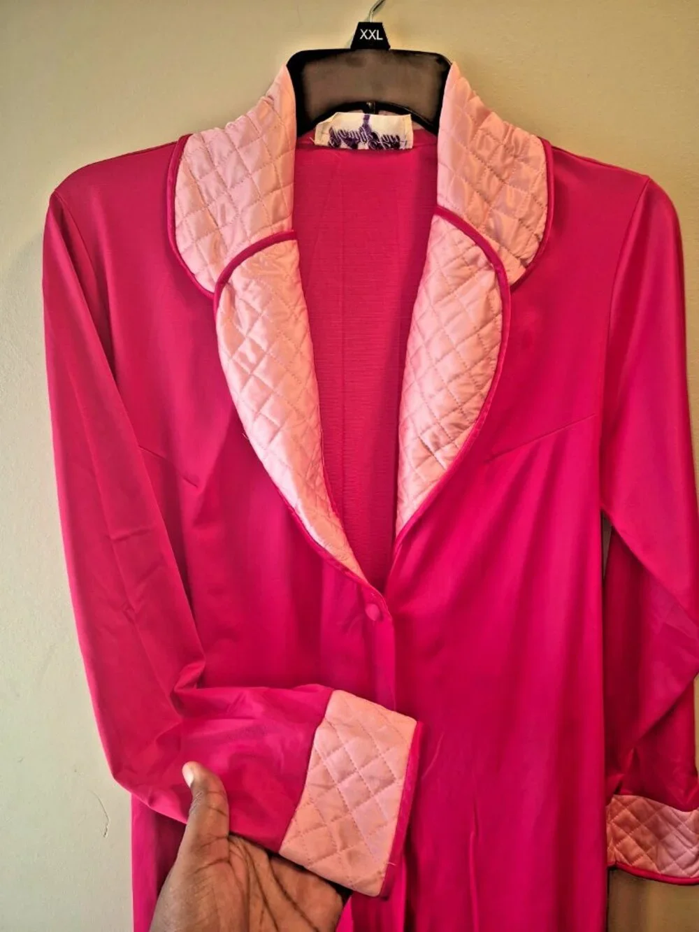 Vintage Vanity Fair Pink Quilted Collar Robe - Size 12 - Made in USA with Pocket